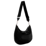 Bandolera Guess Eco Gemma color negro, con correa ancha ajustable con logo de la marca.