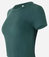 Blusa verde oscuro de algodón acanalado, corte ajustado y cuello redondo.