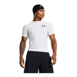 Remera deportiva blanca Under Armour HeatGear Compression de manga corta con logo negro en el pecho.