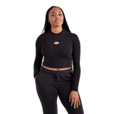Remera corta negra de manga larga con logo de Dickies bordado en el pecho.