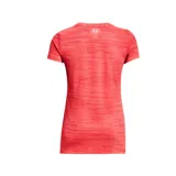 Remera Under Armour Tech Twist de mujer, color rosa jaspeado, de corte entallado, con mangas cortas y cuello en V.