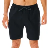 Short de baño negro Rip Curl Vaporcool Pivot de 18 pulgadas, con cintura elástica, cordón ajustable y tejido VaporCool de poliéster elástico dobby.