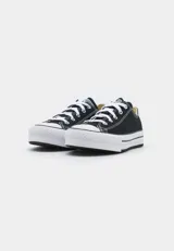 Zapatillas Converse Chuck Taylor All Star Lift Platform, color negro con plataforma blanca y cordones blancos.