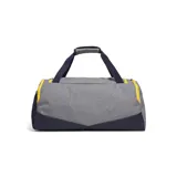 Bolso deportivo Under Armour Undeniable 5.0, pequeño, unisex, color gris y negro, con logo estampado, doble asa de mano y correa de hombro ajustable.
