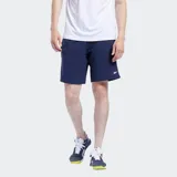 Short deportivo Reebok para hombre, color azul marino, confeccionado en tejido liso Speedwick 100% poliéster reciclado. Presenta cintura elástica con cordón ajustable y bolsillos laterales.