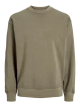 Buzo color verde oliva de algodón con cuello redondo y calce holgado.