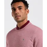 Buzo rosa de cuello redondo con logo de pingüino bordado en el pecho.