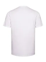 Remera blanca de hombre Under Armour Project Rock, de corte clásico y mangas cortas. Presenta un estampado en el pecho con el logo de Project Rock y la frase "Blood, Sweat, Respect".