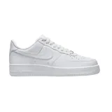 Championes Nike Air Force 1 07, totalmente blancos, de cuero, con cordones y suela de goma.