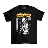 Remera negra de algodón con estampado de Beavis and Butthead en el baño.