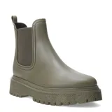Bota de lluvia color beige, estilo Chelsea, con elástico lateral y suela track.