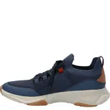 Zapatilla casual gris de tejido de poliéster con cordones naranjas, cuello elástico y suela de goma y EVA.