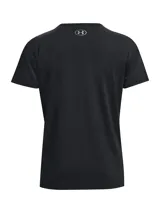 Remera deportiva color lila de manga corta con logo pequeño estampado en el pecho.