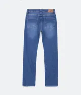 Pantalón de jean de corte recto color azul.