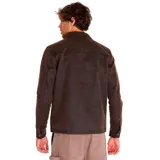 Chaqueta Caterpillar negra con cierre frontal, cuello clásico y bolsillo con cierre en el pecho izquierdo. Forro estampado con el logo de Caterpillar y bolsillo interior.