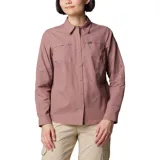 Camisa negra de manga larga para mujer, marca Columbia, modelo Silver Ridge 3.0. Confeccionada con tejido de secado rápido y protección solar UPF 50.