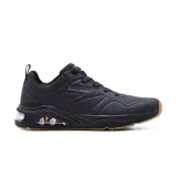 Championes Skechers Street Tres-Air Uno color negro, con cordones, capellada de cuero sintético texturizado, plantilla Skechers Air-Cooled Memory Foam y entresuela con cámara de aire visible Skech-Air.