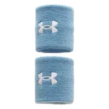 Par de muñequeras deportivas Under Armour negras con logo blanco bordado.