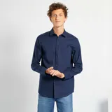 Camisa recta lisa negro iris