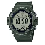 Reloj digital Casio, modelo AE1500WHX-3AVDF, color verde militar, con pantalla digital y correa de resina.