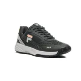 Championes de tenis Fila Acer, color negro con detalles en plateado y rosa.