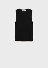 Musculosa negra de tejido de punto fino con cuello redondo y diseño entallado.