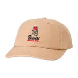 Gorra de gabardina color beige con logo bordado en el frente.