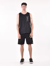 Musculosa de algodón gris con estampado gráfico de Nueva York.