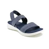 Sandalias Hi-Tec Travel con tiras elastizadas azul marino y suela blanca.