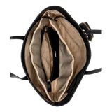 Bolso tote grande Guess Eco Gemma, color negro, confeccionado en poliéster, Eco-Nylon y PU sintético, con herrajes dorados. Incluye un monedero extraíble, doble asa de hombro y cierre con cremallera.