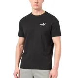Remera negra de algodón con cuello redondo y logo Puma estampado en blanco en el pecho.