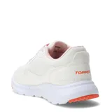 Championes Topper Wind 5 blancos con detalles en rosa y naranja. Capellada de mesh, reforzada en puntera, caña y talonera. Entresuela de EVA termoformada. Insertos de goma en la suela.