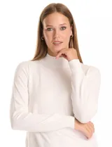 Buzo blanco de la marca Ninety Clothing, con cuello alto y manga larga, confeccionado en tejidos combinados.