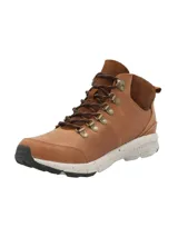 Botín acordonado color café, con capellada de cuero y poliéster, forro de poliéster y suela de goma y EVA con tecnología Honey Foam.