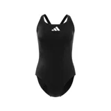 Traje de baño Adidas de una pieza, color negro con logo de la marca en blanco.