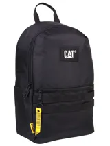 Mochila unisex Cat Gobi Light negra, con logo blanco en el frente y detalles en amarillo. Cuenta con un compartimento principal con cremallera, un bolsillo interior acolchado para el portátil, trabillas frontales para sujetar accesorios y bolsillos laterales planos.