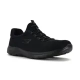 Championes Skechers Summits color negro, de estilo deportivo y casual, con capellada de malla tejida, cordones elásticos y plantilla Memory Foam.