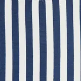 Capa de baño con capucha a rayas verticales azules y blancas.