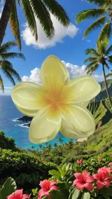 Broche para el pelo con forma de flor de hibisco color amarillo.