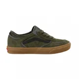 Zapatillas Vans Skate Rowley color verde oliva con detalles en negro y suela marrón.