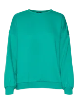 Sudadera verde esmeralda de corte amplio y mangas largas.