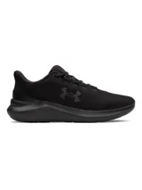 Championes de running Under Armour Phade RN 3, color azul marino con logo verde flúor y suela blanca.
