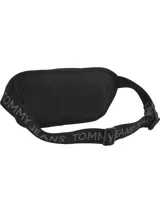Riñonera Tommy Jeans Essential bicolor negra y beige con logo de la marca en el frente, bolsillo frontal con cierre y correa ajustable con inscripción de la marca. Capacidad de 2 litros.