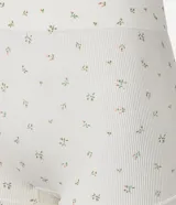 Bombacha boyshort color crema con estampado floral, de superficie texturizada y sin costuras.