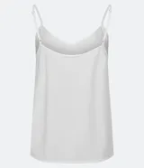 Blusa blanca de viscosa con breteles finos y escote en pico.