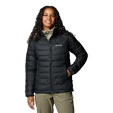 Campera puffer negra de Columbia, con cierre frontal, bolsillos laterales con cierre y logo de la marca bordado en el pecho.