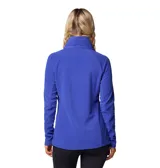 Buzo polar celeste de mujer, con cuello alto y cierre de media cremallera.