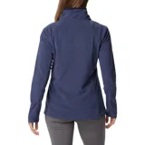 Buzo polar celeste de mujer, marca Columbia, modelo Glacial IV. Cuenta con cuello alto blanco con cierre de media cremallera.