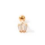 Caravana de acero enchapada en oro, con zirconias, diseño elegante y minimalista.