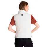 Chaleco puffer negro con cuello alto, cierre frontal con cremallera, bolsillos laterales y cordón ajustable en el ruedo.